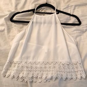 White open back cute lace bottom top